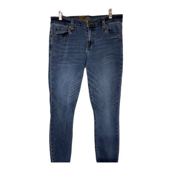 Kut From The Kloth Women's Skinny Jeans Distressed Mid Rise Denim Blue Size 10 - Picture 1 of 7